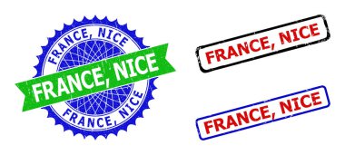 FRANCE, Güzel Rosette ve Grunged Surface 'li Dikdörtgen İki Renkli Rozetler