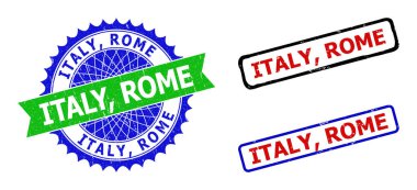 İTALYA, ROME Rosette ve Dikdörtgen Çift Renkli Mühürleri Aşınmış Biçimlerle