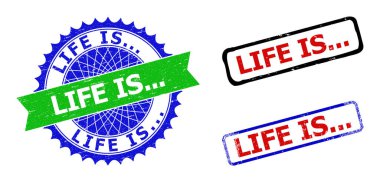 Life is... Rosette ve dikdörtgen çift renkli, aşınmış yüzeyli filigran