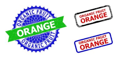 ORGANIC FRUIT ORANJİKASI Rosette ve dikdörtgen bijolor mühürler Grunge yüzeyli