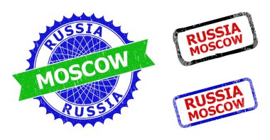 RUSSIA MOSCOW Rosette ve Dikdörtgen Çift Renkli Mühürler