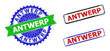 Kirli Biçimli ANTWERP Rosette ve Dikdörtgen Çift Renkli Rozetler