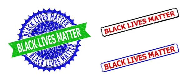 BLACK LIVES MATTER Roseta e retângulo Bicolor Selos com estilos de borracha —  Vetores de Stock