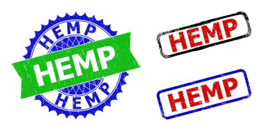 Kirli Dokusu Olan HEMP Rosette ve Dikdörtgen İki Renkli Rozetler