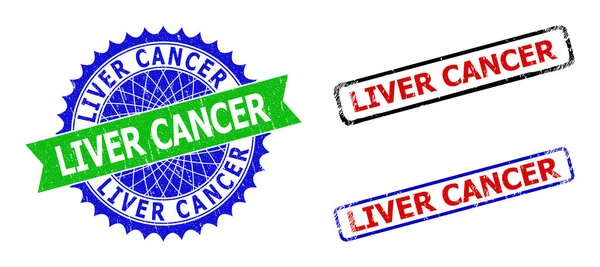 LIVER CANCER Rosette dan Segel Bicolor Persegi Panjang dengan Gaya Geng - Stok Vektor