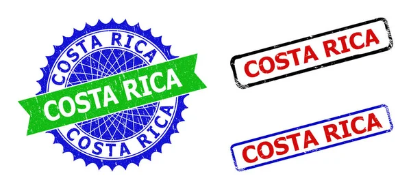 COSTA RICA Rosetta e Rettangolo Bicolore Filigrane con Stili di Gomma — Vettoriale Stock