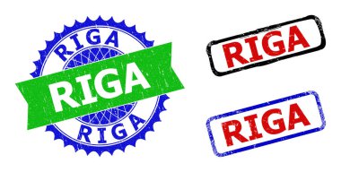 Kauçuk desenli RIGA Rosette ve dikdörtgen çift renkli filigran