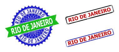 RIO DE JANEIRO Rosette ve dikdörtgen çift renkli mühürleri aşınmış dokularla