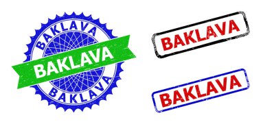 Kirli yüzeyli BAKLAVA Rosette ve Dikdörtgen Çift Renkli Rozetler