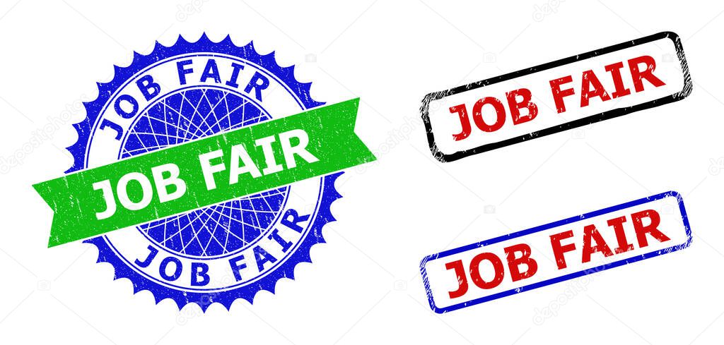JOB FAIR Rosette and Rectangle Bicolor Stamp Seals with Scratched Surfaces