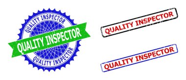 Kalifiye Müfettişi Rosette ve Dikdörtgen İki Renkli Damgalar Kirli Dokular