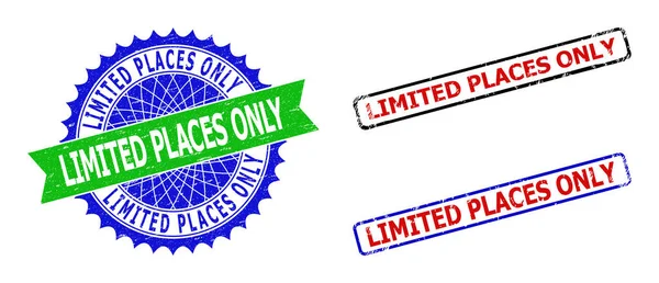 LIMITED PLACES ONLY Rosette and Rectangle Bicolor Stamp Seals with Corroded Textures — Stock Vector