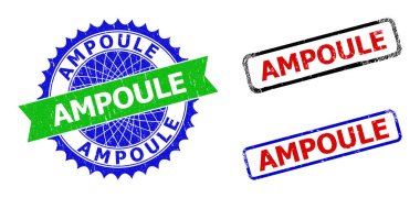 AMPOULE Rosette ve Dikdörtgen Çift Renkli Damgalar Grunge yüzeyli