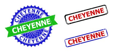 CheYENNE Rosette ve Dikdörtgen İki Renkli Mühür Yüzeyleri Kirli