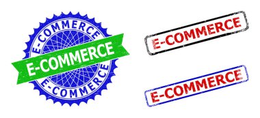 E-COMERCE Rosette ve Kirli Dokuları olan Dikdörtgen İki Renkli Rozetler