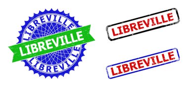 LIBREVILLE Rosette ve Grunged Styles ile Dikdörtgen Çift Renkli Rozetler