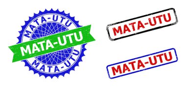 MATA-UTU Rosette ve dikdörtgen çift renkli mühürler aşınmış dokularla mühürlendi