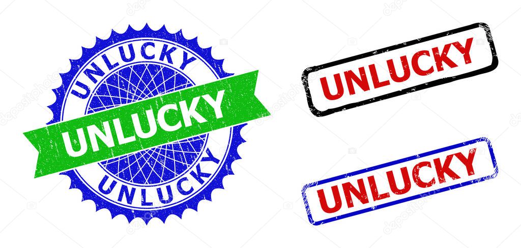 UNLUCKY Rosette and Rectangle Bicolor Stamps with Unclean Textures