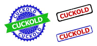 Grunge Biçimli CUCKOLD Rosette ve Dikdörtgen Çift Renkli Rozetler