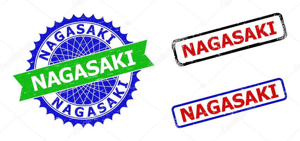 NAGASAKI Rosette and Rectangle Bicolor Seals with Distress Styles
