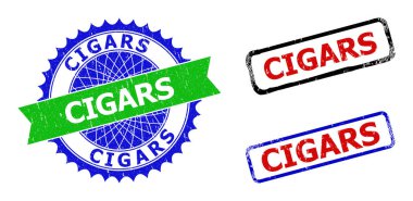 CIGARS Rosette ve Dikdörtgen İki Renkli Rozetler Çizik Dokular