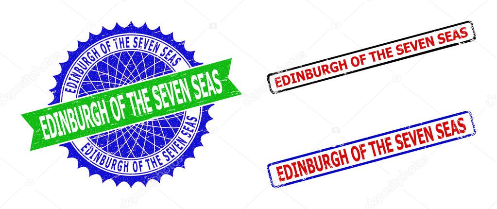 EDINBURGH OF THE SEVEN SEAS Rosette and Rectangle Bicolor Seals with Grunge Styles
