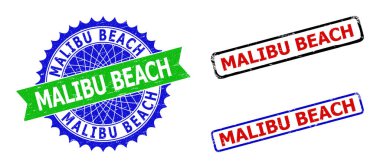 MALIBU BEACH Rosette ve Dikdörtgen İki Renkli Mühürler Grunged Styles