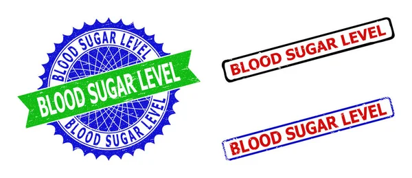 BLOOD SUGAR LEVEL Rosette and Rectangle Bicolor Stamp Seals with Unclean Styles - Stok Vektor