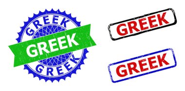 GREEK Rosette ve Dikdörtgen İki Renkli Mühür Yüzeyleri Kirli