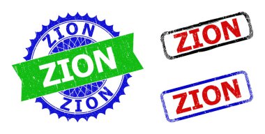 ZION Rosette ve Dikdörtgen İki Renkli Mühürleri Kirli Yüzeylerle
