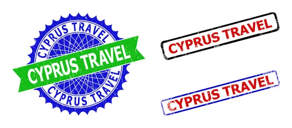 CYPRUS TRAVEL Rosette e Retângulo Bicolor Marcas d 'água com estilos Grunge — Vetor de Stock