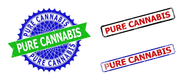 PURE CANNABIS Rosette et rectangle bicolore timbres avec des styles impurs — Image vectorielle