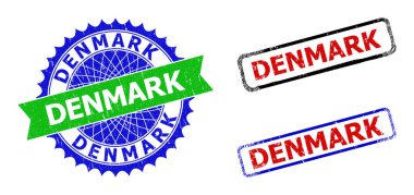 DENMARK Rosette ve Dikdörtgen İki Renkli Tehlike Biçimli Damgalar