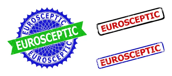 EUROSCEPTIC Rosette et joints bicolores rectangulaires avec styles grognés — Image vectorielle