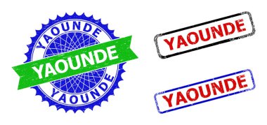 YAOUNDE Rosette ve Dikdörtgen İki Renkli Damgalar Çizik Dokular