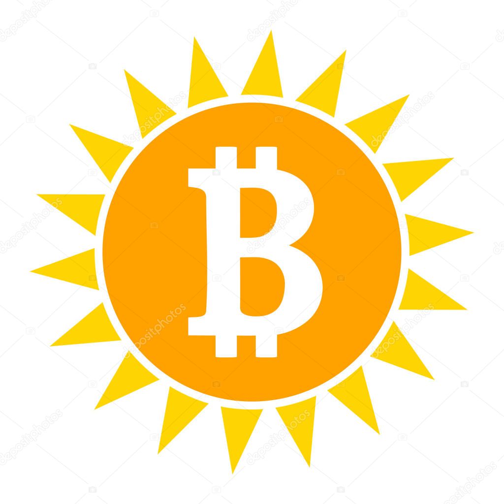 Vector Bitcoin Shine Flat Icon Image