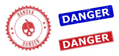 DANGER Yuvarlak ve Dikdörtgen Damgalar Çizik Dokular ve Simge İçi