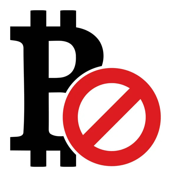 Vector Prohibido Bitcoin Flat Icon Symbol — Vector de stock