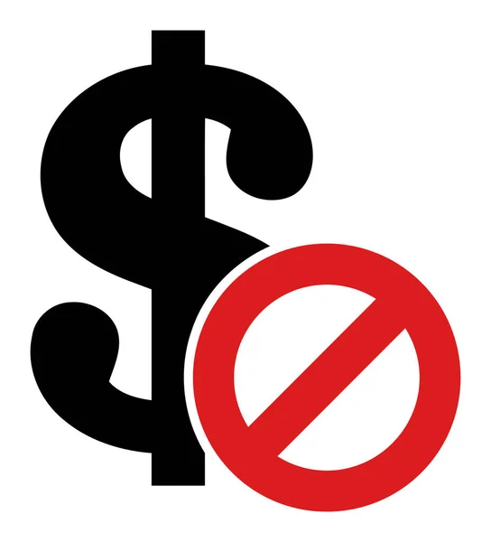 Vector Forbidden Dollar Flat Icon Symbol — 스톡 벡터