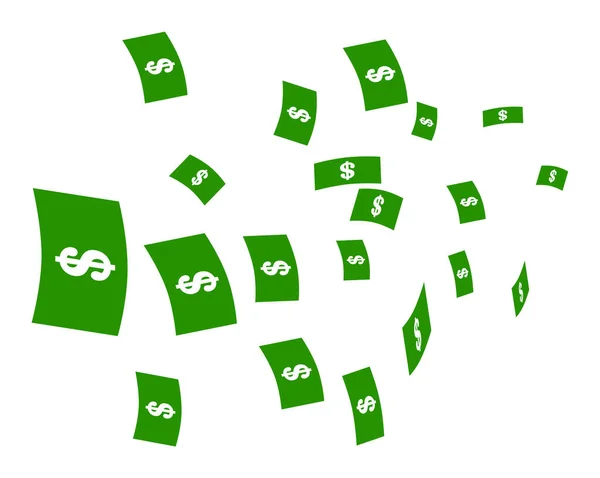 Raster Flying Dollar Banknotes Flat Icon Illustration — Stock Photo, Image