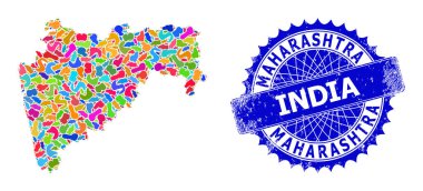 Maharashtra Devlet Haritası ve Tehlike Rozeti Kolajı