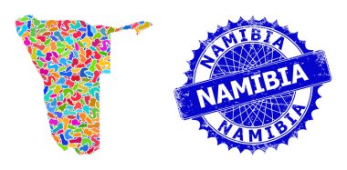 Mozaik Namibya Haritası ve Tehlike Rozeti