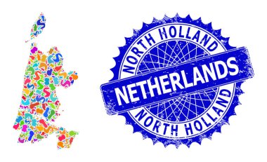 Benekli Kolaj Kuzey Hollanda Haritası ve Dokulu Mühür