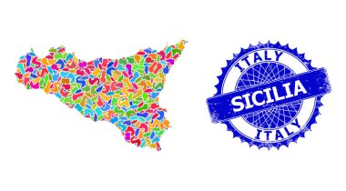 Şablon Sicilya Haritası ve Tehlike Rozeti