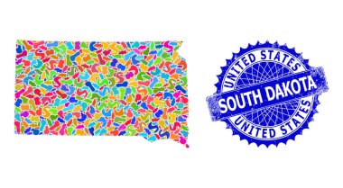 Blot Kolajı Güney Dakota Eyaleti Harita ve Tehlike Rozeti