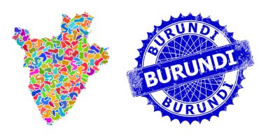Benek Deseni Burundi Haritası ve Çizilmiş Mühür