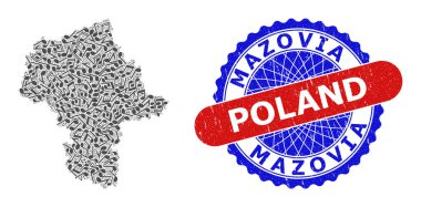 Masovian Voyvoda için Müzik Notasyonu Mozaiği Haritası ve İki Olumlu Tehlike Mührü