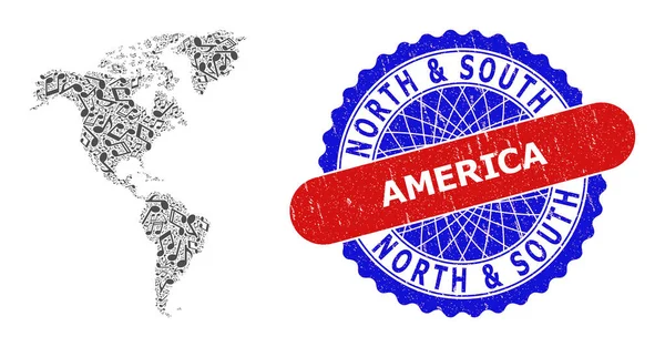 Güney ve Kuzey Amerika Müzik Notaları Kolajı Haritası ve İki Olumlu Tehlike Kalıbı