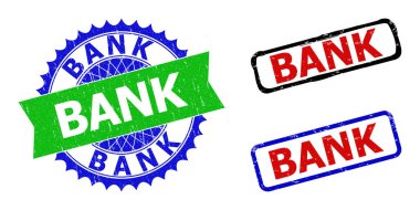 BANK Rosette ve Dikdörtgen Çift Renkli Mühürlü Grunged Surface