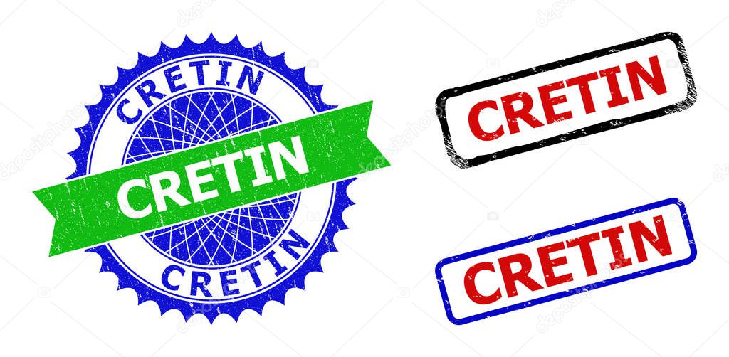 CRETIN Rosette and Rectangle Bicolor Watermarks with Grunge Styles